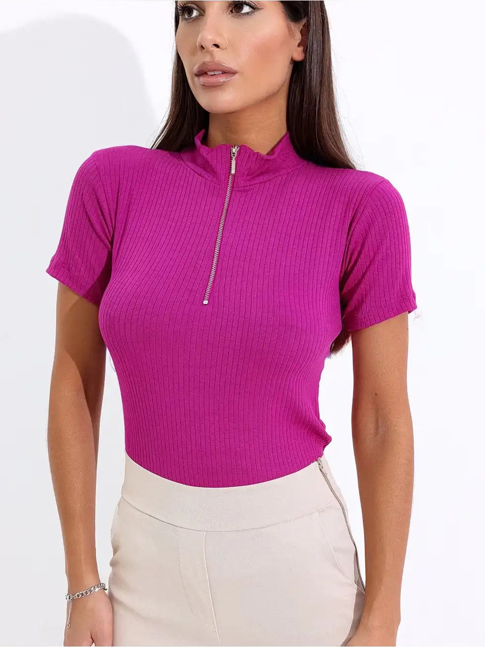 Blusa Feminina Canelada Gola V