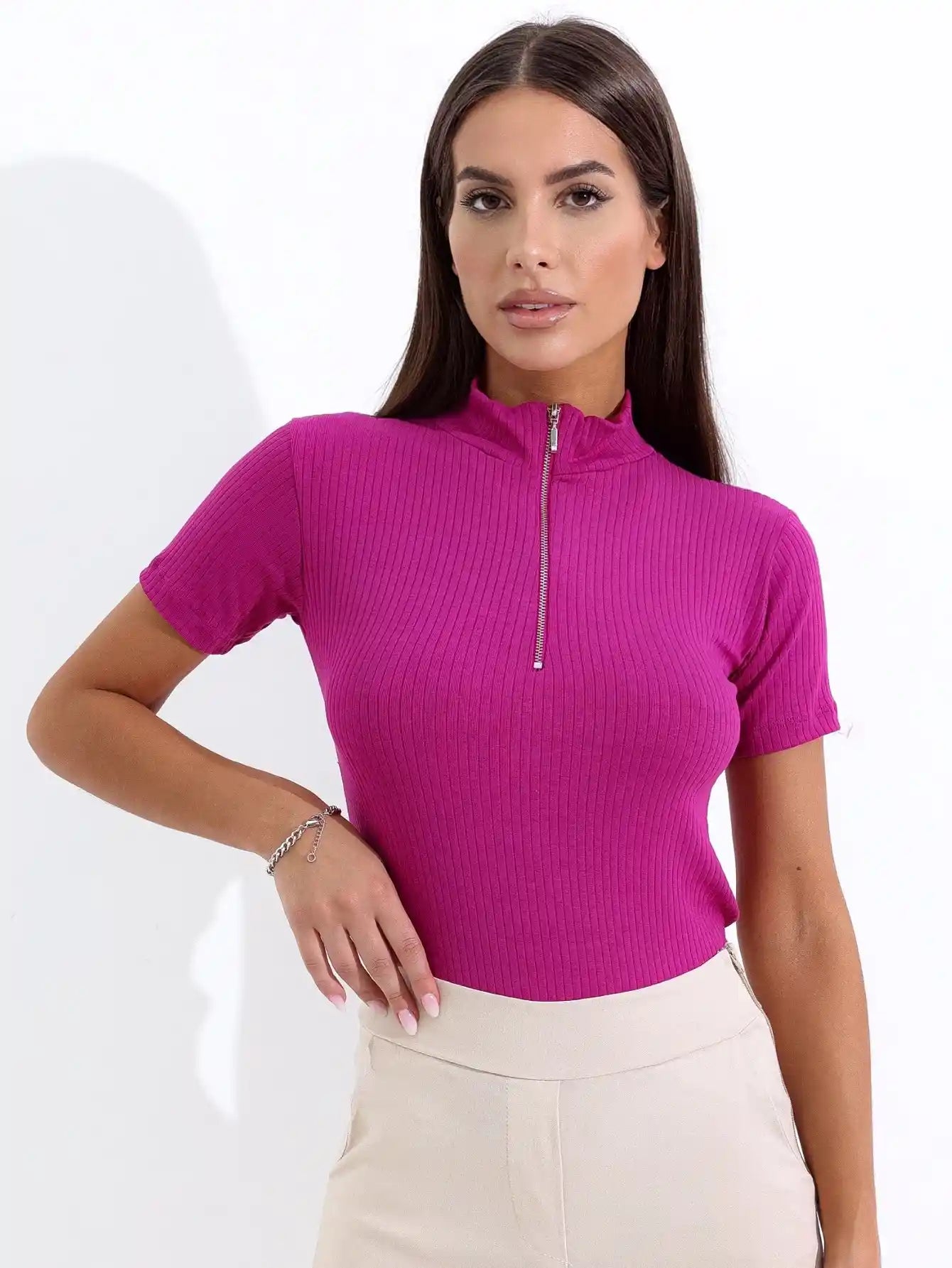 Blusa Feminina Canelada Gola V