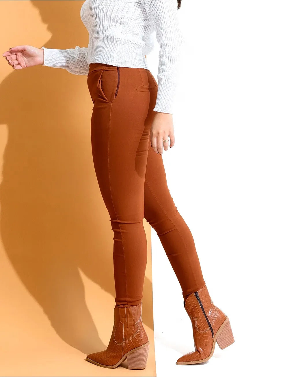 Calça Skinny Montaria Cintura Média