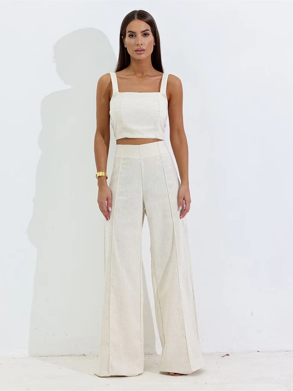 Conjunto Calça Pantalona Wide Leg e Cropped