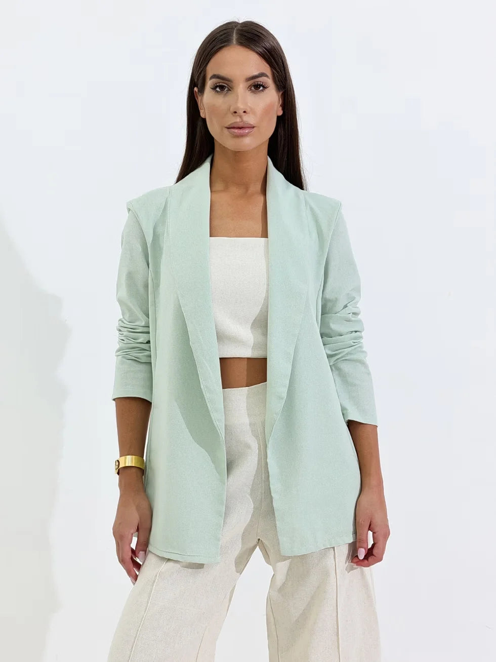 Blazer Feminino Linho Acinturado